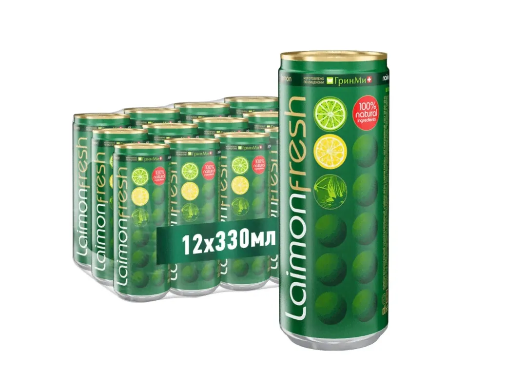 Laimon Fresh Напиток безалкогольный газированный ЛАЙМОН ФРЕШ ж/б 0,33л/12шт