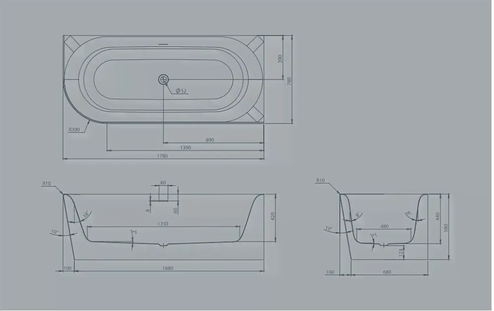 Акриловая ванна Knief Fresh 180x80 0100-233/0100-232 белая-2