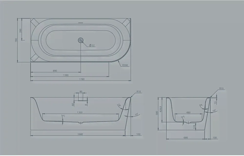 Акриловая ванна Knief Fresh 180x80 0100-233/0100-232 белая-0