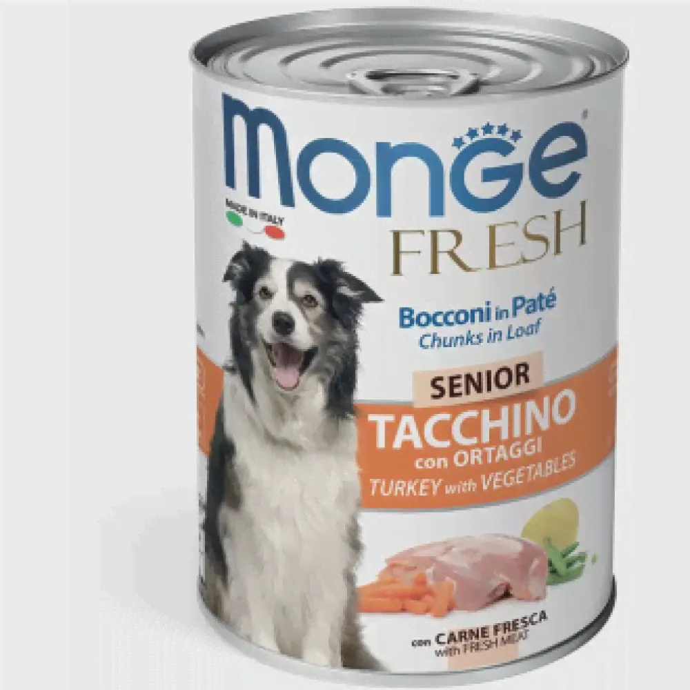 Monge / Монж Dog Fresh Chunks in Loaf консервы для пожилых собак мясной рулет индейка с овощами 400г